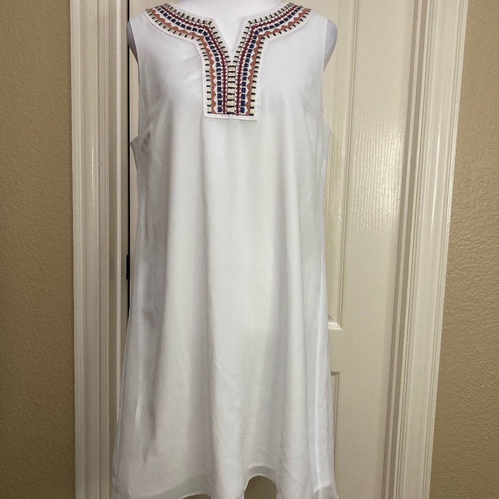 BCBG Shift Dress Embroidered Boho